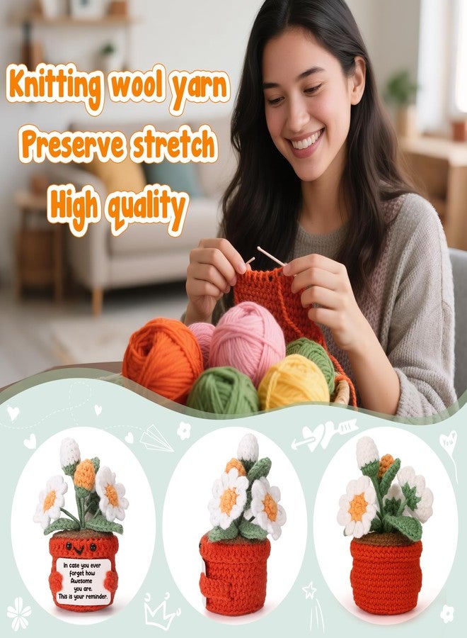 Hweijm Positive Daisy Crochet Gift, Handmade Cute Mini Encouragement for Teen Girls, Daughter or Office Coworker Birthday, Inspirational Reminder Present for Women Friends, Christmas or Graduation - Image 3